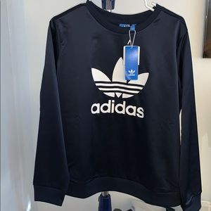 NWT ADIDAS NAVY BLUE SILKY PULLOVER SWEATSHIRT
